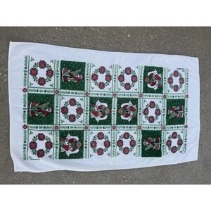 Cannon Vintage Christmas Angle Bath Towel Red Green White 24"x41"